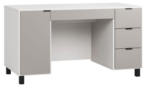 Schreibtisch Pantanoso 02, Farbe: Weiß / Grau - Abmessungen: 78 x 140 x 67 cm (H x B x T)