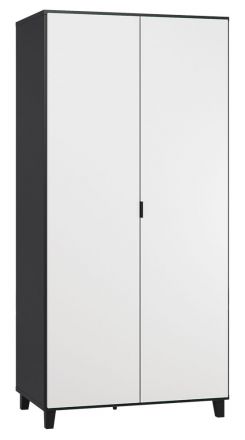 Drehtürenschrank / Kleiderschrank Vacas 39, Farbe: Schwarz / Weiß - Abmessungen: 195 x 93 x 57 cm (H x B x T)