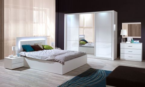 Schlafzimmer Komplett - Set H Zagori, 6-teilig, Farbe: Alpinweiß / Weiß Hochglanz