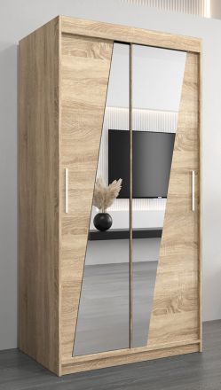 Schiebetürenschrank / Kleiderschrank Guajara 01 mit Spiegel, Farbe: Eiche Sonoma - Abmessungen: 200 x 100 x 62 cm (H x B x T)