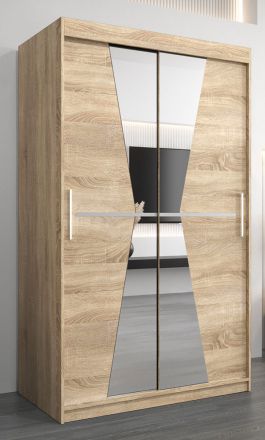 Schiebetürenschrank / Kleiderschrank Naranco 02 mit Spiegel, Farbe: Eiche Sonoma - Abmessungen: 200 x 120 x 62 cm ( H x B x T)
