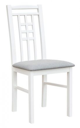 Stuhl Gyronde 01 mit Stoffbezug, Buche massiv Vollholz, Weiß lackiert - 94 x 43 x 44 cm (H x B x T)
