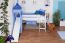 weißes Hochbett für Kinder mit Rutsche und Turm - Buche Massivholz 90x200 cm