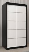 Schiebetürenschrank / Kleiderschrank Jan 01A, Farbe: Schwarz / Weiß matt - Abmessungen: 200 x 100 x 62 cm ( H x B x T)