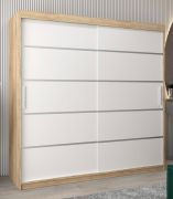 Schiebetürenschrank / Kleiderschrank Jan 05A, Farbe: Eiche Sonoma / Weiß matt - Abmessungen: 200 x 200 x 62 cm ( H x B x T)