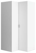Drehtürenschrank / Eckkleiderschrank Minnea 06, Farbe: Weiß - Abmessungen: 206 x 105 x 104 cm (H x B x T)