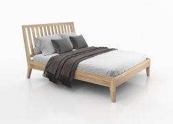 Doppelbett / Gästebett Engordany 08 | Buche Vollholz massiv | lackiert | Liegefläche: 180 x 200 cm | Farbe: Buche | mit hoher Kopfstütze | ästhetisches Design