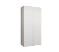 Kleiderschrank 1 Meter breit Eiger 04, Farbe: Weiß, Soft-Close-Funktion, Drehtürenschrank, Griffe: Kaschmir, ein Fach, eine Kleiderstange, für Schlafzimmer