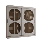 Schiebetürenschrank / Kleiderschrank mit 10 Fächer Ortler 06, zwei Kleiderstangen, Farbe: Kaschmir, Schiebetüren mit Rauchglas, 2 Meter breit, für Schlafzimmer