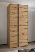 Kleiderschrank / Schiebetürenschrank | 245,5 x 110 x 64 cm | 2 Kleiderstangen | 6 Fächer | 2 Schiebetüren | 6 Einlegefächer | Farbe: Eiche Artisan