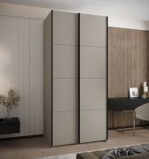 Kleiderschrank / Schiebetürenschrank | Soft-Close | 2 Kleiderstangen | 245,5 x 110 x 64 cm | 6 Fächer | 2 Schiebetüren | Farbe: Kaschmir | ABS-Kanten