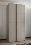 Kleiderschrank / Schiebetürenschrank | 245,5 x 110 x 64 cm | 6 Einlegeböden | 2 Kleiderstangen | 6 Fächer | 2 Schiebetüren | Farbe: Kaschmir | Soft-Close
