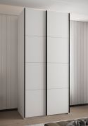 Kleiderschrank / Schiebetürenschrank | 2 Schiebetüren | 6 Einlegeböden | 245,5 x 120 x 64 cm | 6 Fächer | 2 Kleiderstangen | Farbe: Weiß | Soft-Close