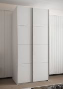 Kleiderschrank / Schiebetürenschrank | 245,5 x 120 x 64 cm | Soft-Close | 2 Kleiderstangen | 6 Fächer | 2 Schiebetüren | Farbe: Weiß | 6 Einlegeböden