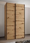 Kleiderschrank / Schiebetürenschrank | 245,5 x 130 x 64 cm | 2 Kleiderstangen | 6 Fächer | 6 Einlegeböden | 2 Schiebetüren | Farbe: Eiche Artisan