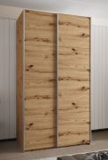 Kleiderschrank / Schiebetürenschrank | Soft-Close-Funktion | 6 Fächer | 2 Kleiderstangen | 245,5 x 130 x 64 cm | 3 Schiebetüren | Farbe: Eiche Artisan