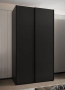 Kleiderschrank / Schiebetürenschrank | 245,5 x 140 x 64 cm | 2 Kleiderstangen | 2 Schiebetüren | Soft-Close | 6 Fächer | 6 Einlegeböden | Farbe: Schwarz