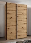 Kleiderschrank / Schiebetürenschrank | 245,5 x 150 x 64 cm | 2 Schiebetüren | 2 Kleiderstangen| 6 Fächer | 6 Einlegeböden | Farbe: Eiche Artisan
