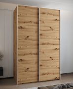 Kleiderschrank / Schiebetürenschrank | 245,5 x 160 x 64 cm | 11 Fächer | 2 Schiebetüren | 2 Kleiderstangen | ABS-Kantenschutz | Farbe: Eiche Artisan