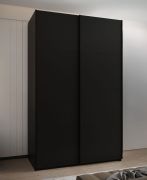 Kleiderschrank / Schiebetürenschrank | 10 Einlegeböden | 11 Fächer | 245,5 x 150 x 64 cm | 2 Kleiderstangen | Soft-Close | Farbe: Schwarz | 2 Schiebetüren