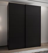Kleiderschrank / Schiebetürenschrank | 2 Kleiderstangen | 245,5 x 200 x 64 cm | 2 Schiebetüren | 11 Fächer | 10 Einlegeböden | Farbe: Schwarz | Soft-Close
