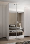 Kleiderschrank / Schiebetürenschrank | 6 Fächer | 245,5 x 110 x 64 cm | 6 Einlegeböden | 2 Kleiderstangen | 2 Schiebetüren | Farbe: Weiß | Soft-Close