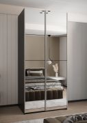 Kleiderschrank / Schiebetürenschrank| Soft-Close | 245,5 x 110 x 64 cm | 6 Kleiderstangen | 2 Schiebetüren | 6 Fächer |2 Kleiderstangen | Farbe: Schwarz