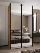 Kleiderschrank / Schiebetürenschrank | 245,5 x 140 x 64 cm | 2 Kleiderstangen | 2 Schiebetüren | Spiegel | ABS Kantenschutz | Farbe: Eiche Artisan