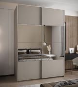 Kleiderschrank / Schiebetürenschrank | 245,5 x 170 x 64 cm | 11 Fächer | 2 Schiebetüren | Soft-Close | Spiegel | 2 Kleiderstangen | Farbe: Kaschmir