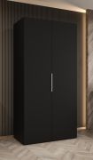 Kleiderschrank / Drehtürenschrank Korab 07, Farbe: Schwarz, eine Kleiderstange, 1 Meter breit, Griffe: Kaschmir, ein Fach, Soft-Close-Funktion