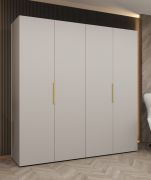 Kleiderschrank / Drehtürenschrank Korab 33, Farbe: Kaschmir, Griffe: Gold, zwei Fächer, 2 Meter breit, zwei Kleiderstangen, Soft-Close-Funktion, vier Türen