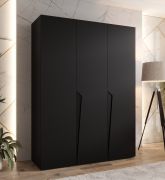 Drehtürenschrank / Kleiderschrank | Farbe: Schwarz | 3-Türig | Griffe: Schwarz | 2 Fächer | 2 Kleiderstangen | Maße: 150 x 52 x 202 cm | Soft-Close-Funktion