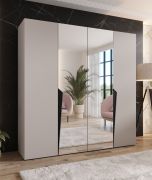 Drehtürenschrank | 2 Spiegeltüren | Farbe: Kaschmir | 2 Fächer | Soft-Close | 2 Kleiderstangen | Griffe: Schwarz | Maße: 200 x 52 x 202 cm | Kleiderschrank | ABS-Kanten