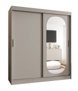 Kleiderschrank / Schiebetürenschrank Moldoveanu 16, Farbe: Kaschmir, Tür mit ovalen Spiegel, 1,8 Meter breit, 10 Fächer, zwei Kleiderstangen