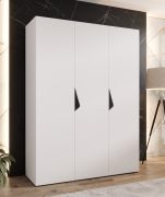 Kleiderschrank | 3 Türen | Farbe: Weiß | Griffe: Schwarz | Maße: 150 x 52 x 202 cm | 2 Kleiderstangen | 2 Fächer | Drehtürenschrank