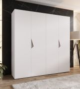 Drehtürenschrank | 2 Meter breit | 2 Kleiderstangen | Farbe: Weiß | Griffe: Kaschmir | Maße: 200 x 52 x 202 cm | Kleiderschrank | 2 Fächer | 4 Türen