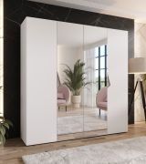 Drehtürenschrank | Farbe: Weiß | 2 Spiegeltüren | Griffe: Kaschmir | 2 Fächer | 2 Kleiderstangen | Maße: 200 x 52 x 202 cm | Soft-Close-Funktion