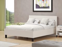 Doppelbett | neutrales Design | Farbe: Kaschmir | Liegefläche: 160 x 200 cm | Beine: Schwarz | ABS-Kantenschutz