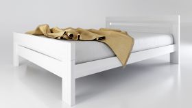 Klassisches Doppelbett inkl. Lattenrost Lingaula 01, Farbe: Weiß, Liegefläche: 160 x 200 cm, aus massivem Buchenholz, praktisches Design