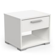 Neutrale Nachtkommode mit einer Schublade Chumo 08, kompakt, Farbe: Weiß matt, Melaminbeschichtet, Maße: 37 x 43 x 36 cm, für Schlafzimmer