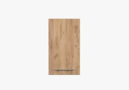 Hängeschrank / Drehtürenschrank | Braun / Weiß | Parnassus  04 | 1 Türe | Griffe: Metall | 71,5 x 40 x 29 cm | Metallgriffe silberfarben | Holzoptik