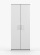 Kleiderschrank / Drehtürenschrank | Smolikas 73 | Weiß | 2 Türen | 192 x 80 x 50 cm | 1 Kleiderstange | weiße Holzgriffe | 5 Fächer | viel Platz
