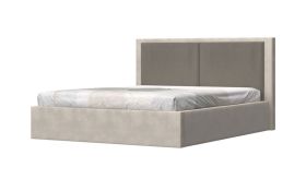 Doppelbett mit gepolsterten Kopfteil Neiafu 102, Farbe: Kaschmir, Hebemechanismus, Latoflex-Lattenrost, Stauraum für Bettwäsche, Liegefläche: 180 x 200 cm