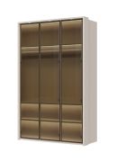 Glastüren-Kleiderschrank inkl. LED-Rahmen Neiafu 62, Farbe: Kaschmir, Maße: 224 x 137 x 56 cm, Maße: 224 x 137 x 56 cm, Soft-Close-Funktion, zwei Kleiderstangen