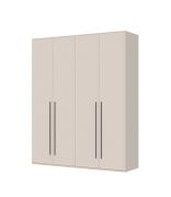 Hoher Drehtürenschrank mit vier Türen Neiafu 08, Farbe: Kaschmir, sechs Einlegeböden, Soft-Close-Funktion, verstellbare Füße, Maße: 224 x 182 x 56 cm