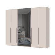 Drehtürenschrank mit zwei Spiegeltüren Neiafu 19, Farbe: Kaschmir, Maße: 224 x 272 x 56 cm, drei Kleiderstangen, Soft-Close-Funktion, verstellbare Füße