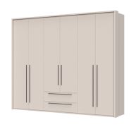 Großer Kleiderschrank mit zwei Schubladen Neiafu 50, Soft-Close-Funktion, Farbe: Kaschmir, verstellbare Füße, Maße: 226 x 277 x 60 cm, drei Kleiderstangen
