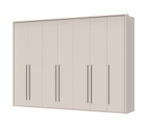 Siebentüriger Kleiderschrank mit Rahmen Neiafu 53, Farbe: Kaschmir, Soft-Close-Funktion, vier Kleiderstangen, Maße: 226 x 322 x 60 cm, verstellbare Füße