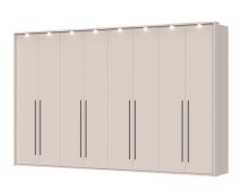 Kleiderschrank mit acht Türen inkl. LED-Rahmen Neiafu 84, Farbe: Kaschmir, Maße: 226 x 322 x 60 cm, vier Kleiderstangen, Soft-Close-Funktion