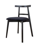 Schlichter Holzstuhl Doustre 04, Farbe: Schwarz, aus massiven Buchenholz, Maße: 75,5 x 48 x 45 cm, zeitlos und vielseitig, bequeme gepolstert
